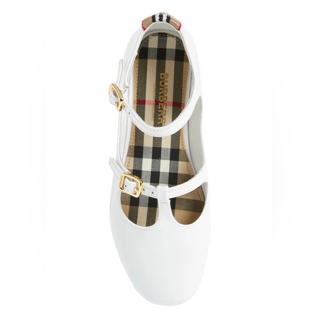 Burberry Kids Ballerina White Dusk Round Toe Girls 13 Nwt